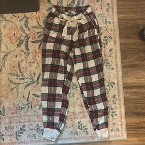 Plaid Jogger Pants with Bow Tie